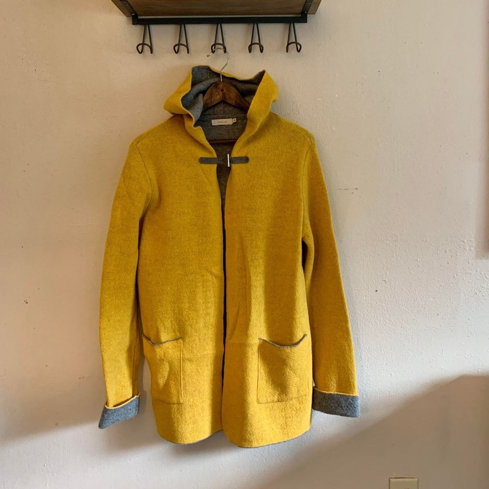 Women's Mustard Hooded Coatigan - Brand Unspecified
